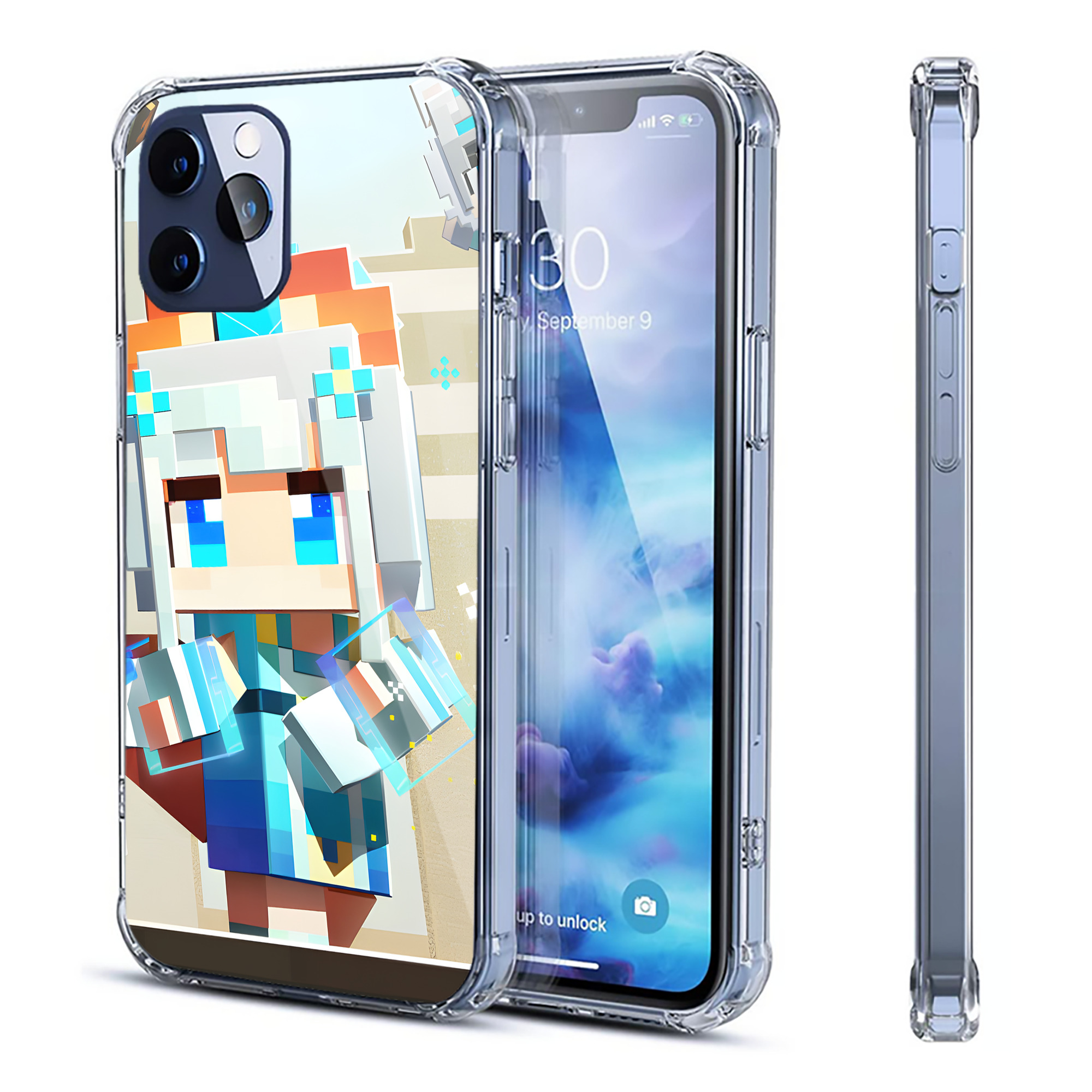 （画像用） マインクラフト ブロックの世界 Minecraft MC Block world 【iPhone 12シリーズ対応】透明スマホケース（クリアソフトケース）